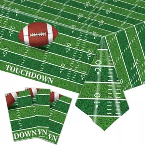 3 Packs Football Tablecloth 54 X 108 Inches Green Football Field Touchdown Table - Picture 1 of 7