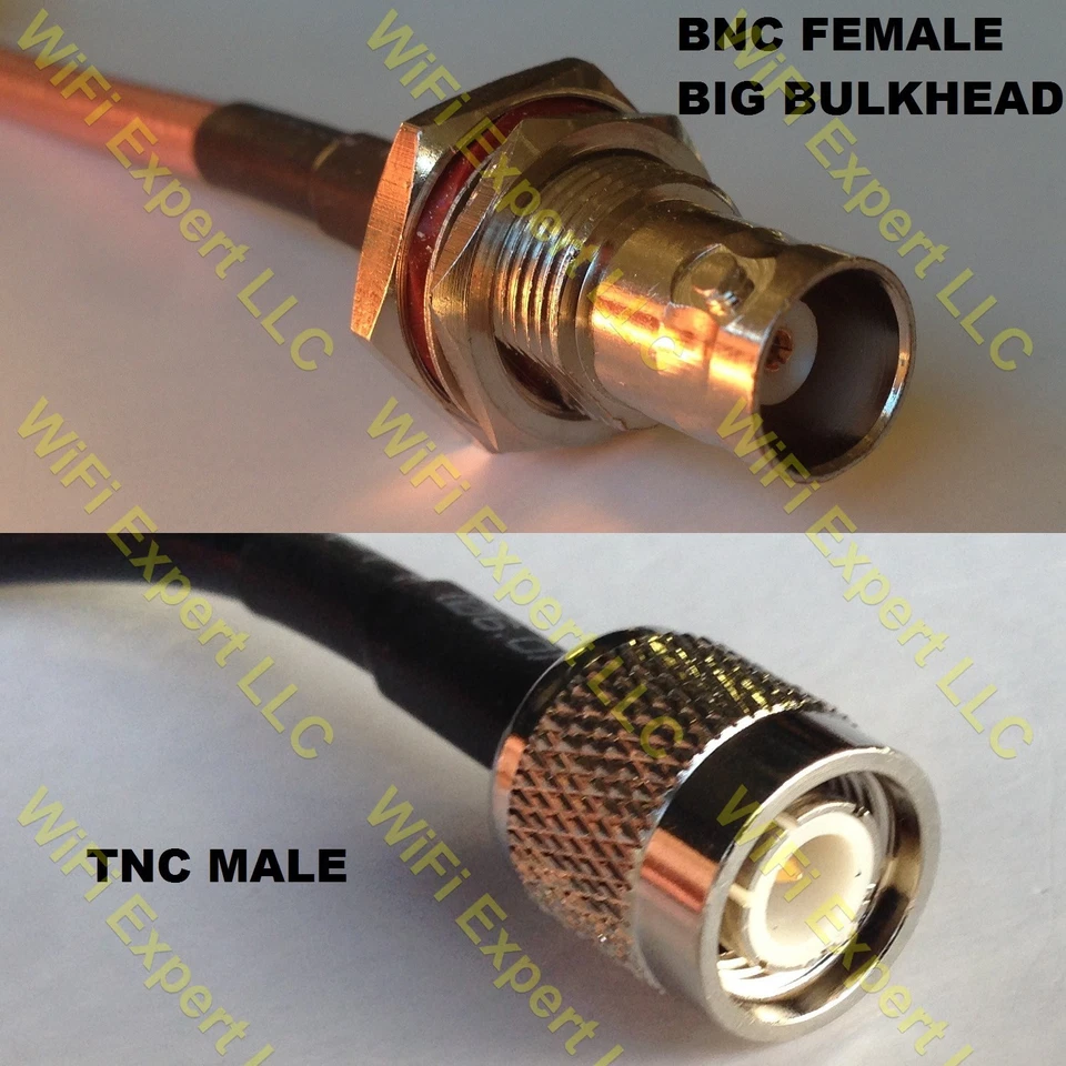 USA-CA RGU178  BNC FEMALE BIG BULKHEAD to TNC MALE Coaxial RF Pigtail Cable - Image 1 of 1
