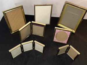 7 Vintage Gold Tone Picture Frames- Variety Sizes Bi-fold, Tri-fold - Picture 1 of 19