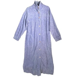 Vintage Stan Herman Purple Chenille Button Robe House Coat Size M Long Sleeve - Picture 1 of 5