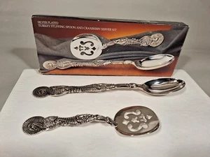 Silver Plate Turkey Stuffing Spoon and Cranberry Server Set "New Vintage" - Picture 1 of 6