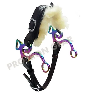 Rainbow Hackamore Bitless Horse Bit English Western Adjustable Leather (BLACK) - Picture 1 of 1
