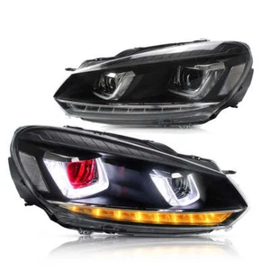 VLAND LED Headlights Demon Eyes For Volkswagen Golf Mk6 2010-2014 W/ Sequential - Picture 1 of 15