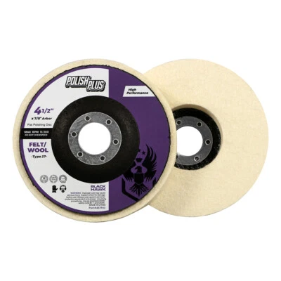 5 Pack - 4.5" x 7/8" BHA Polish Plus Felt Extra Thick XL Flat Buffing Discs - Image 1 of 4