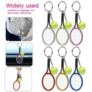 6Pcs Mini Keychain Pendant Simulation Tennis and Racket Model Bag Hanging