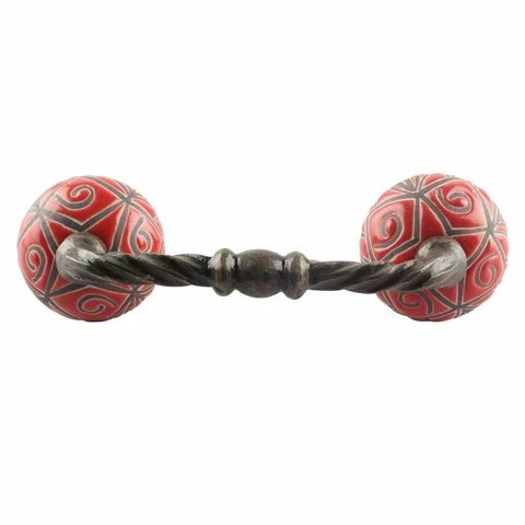 Handmade Ceramic Bridge  Door Handles Pulls Antique Finishing Set of 2 Cover
