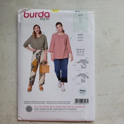 Burda 6217 Knit Top Blouse Pullover Gathered Neck Easy Misses 18 - 28 UNCUT - Image 1 of 4