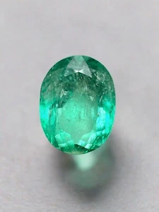 2,88 Karat hellbläulich grün lose kolumbianische Smaragd-oval geschliffen Mai Geburtsstein - Bild 1 von 9
