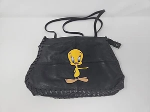 Cartera de mano de cuero negra vintage Looney Tunes Piolín pájaro - Imagen 1 de 7