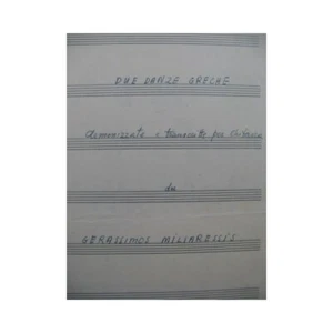 Miliaressis Gerassimos 2 Danze Greche Manuscrito Guitarra 1957 - Imagen 1 de 4