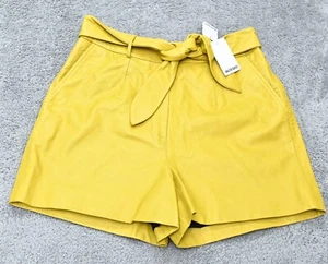 Walter Baker Dijon Short Bright Yellow Genuine Lamb Leather Shorts SZ L $398 NWT - Picture 1 of 5
