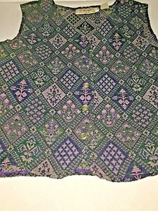 Chaleco delantero para mujer Rhythm azul talla L verde lila con botones tapiz sin mangas - Imagen 1 de 12