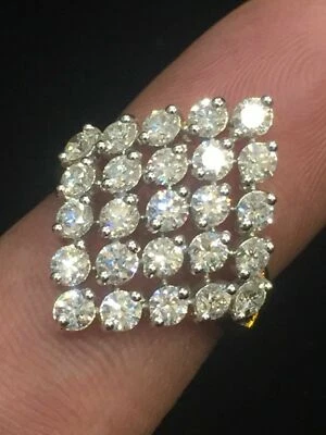 2,18 Cts Rond Brillante Couper Naturel Diamants Anniversaire Bague En 585 14K Or - Photo 1/4