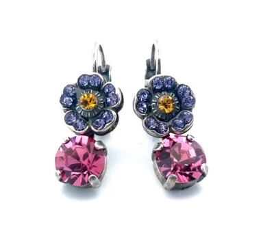 Pendientes de mujer Mariana encantadores cristales de Swarovski rosa y púrpura Foto 1 de 4