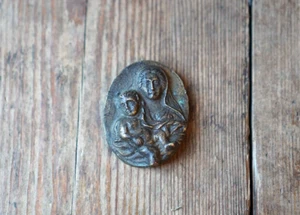 Antike Maria Madonna & Jesuskind religiös Bronze - Bild 1 von 4