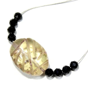 Lemon Quartz Carved Oval Spinel Beads Briolette Natural Loose Gemstone Jewelry - Picture 1 of 3