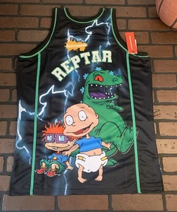 RUGRATS REPTAR BLACK/BLUE Headgear Classics Basketball Jersey ~Never Worn~ XL - Picture 1 of 5