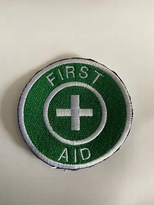 FIRST AID Morale Patch Hook Backing 70mm Green NHS Paramedic Event Staff - Picture 1 of 2