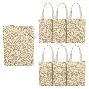 15" x 17" Large Leopard Print Canvas Tote Bags - 6 Pc - Picture 1 of 3