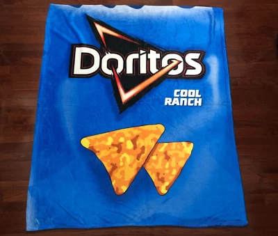 COOL RANCH DORITOS FLEECE THROW BLANKET BLUE WHITE NACHO CHIPS COVERS - Image 1 of 4
