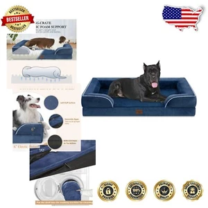Navy Blue XXL Orthopedic Dog Bed - Waterproof Foam & Non-Slip Design for Comfort - Picture 1 of 11