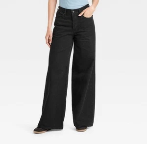 Universal Thread Women's Mid-Rise Super Wide Leg Jeans in Black Size 10 NWT - Picture 1 of 5