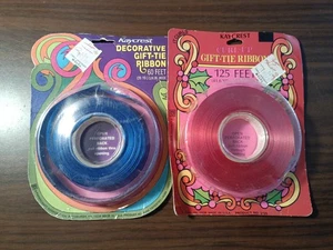 (2) Papercraft Kaycrest Curl Up Gift Tie Ribbon Blue Birthday Retro USA NEW  - Picture 1 of 4