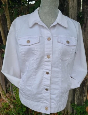 Old Navy women's casual white denim jacket Size L Cotton lightweight jacket L - Image 1 of 4