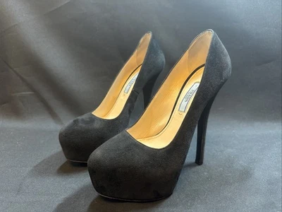 Prada черный замшевые каблуки насосы черный размер EU36 отличном - Изображение 1 из 4