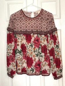 FLYING TOMATO Anthropologie Mujer Floral Boho Campesino Top Talla S - Imagen 1 de 8