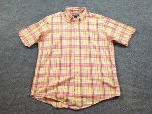 Camisa Brooks Brothers Para Hombre Grande Amarilla Roja Cuadros Botón Manga Corta Preppy - Imagen 1 de 7