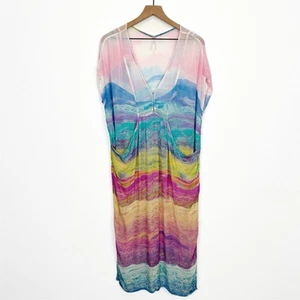 Free People Dress Womens XS Watercolor Sheer Resort Beachty Cover Up Festival - Picture 1 of 14