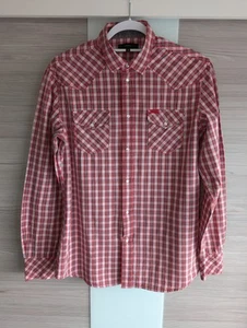 Diesel Check Shirt medium Western Long Sleeve Flannel Plaid Red Navy Cotton - Picture 1 of 9