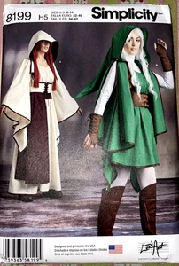 Misses Warrior Costume Sewing Pattern Bracers Size 6 8 10 12 14 Simplicity 8199 - Picture 1 of 2