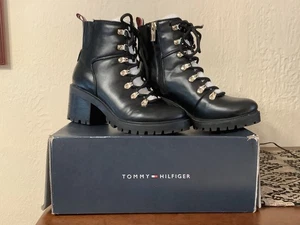 Tommy Hilfiger Lamere2 schwarze Kampfstiefel mit Blockabsatz Damengröße 6M - Bild 1 von 7