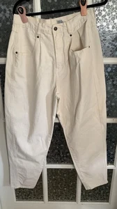 Vintage Brittania Jeans Gr.14 Elfenbein Plissee Barrel High Rise 80er - Bild 1 von 5