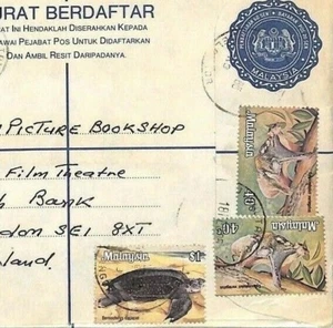 MALAYSIA $1 TURTLE *Petaling Jaya* REGISTERED STATIONERY Air Mail Cover AN358 - Picture 1 of 3