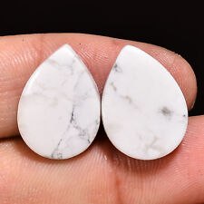 19.00Cts. 100% Natural Howlite Matched Pair Pear Cabochon Loose Gemstone