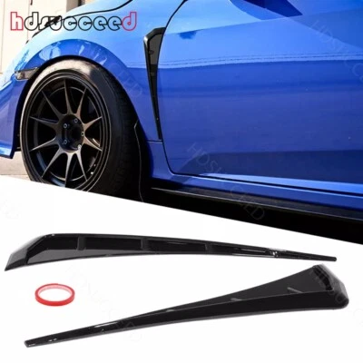 Glossy Black Car Body Side Fender Vent Air Wing Cover Moldings Trim 1pair - Image 1 of 4