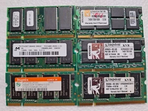 6X USED DDR MEMORY MODULES PC2100 PC2700 128MB 256MB 512MB 1GB LAPTOP PARTS - Picture 1 of 1