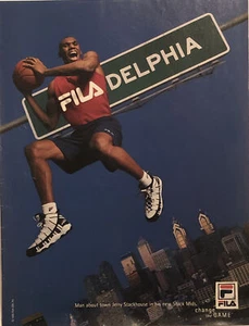 PRINT AD 1996 Jerry Stackhouse FILA Stack Mid Basketball Shoe Philadelphia 76ers - Picture 1 of 5