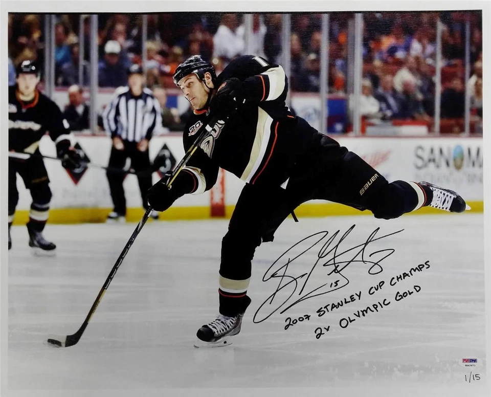 Foto de lienzo firmada por Ryan Getzlaf 07 Stanley Cup Champ 2x oro olímpico 16x20 1/15 Foto 1 de 1