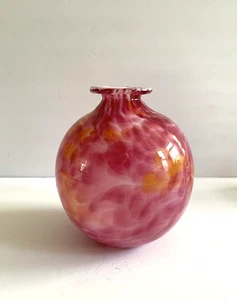 Jarrón de cristal hecho a mano rosa iridiscente de colección Checo Bohemia Slavia cristalería - Imagen 1 de 7