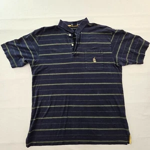 Vintage Nautica Blue Striped Short Sleeve Cotton Pocket Polo Shirt Men's M - Picture 1 of 7
