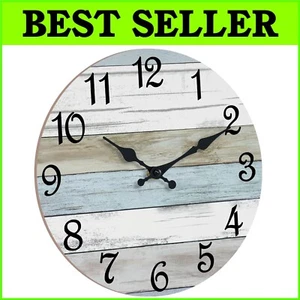 16-Inch Silent Battery-Powered Coastal Wall Clock - Easy Read for Modern Living - Picture 1 of 10