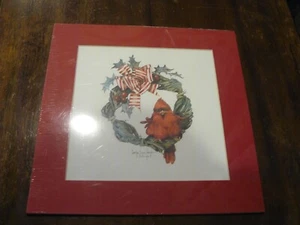 CAROLYN SHORES WRIGHT Signed Baby cardinal sitting on a wreath 1990 - Picture 1 of 2