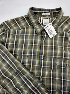 Buckle BKE Shirt Plaid Western Style Pearl Snap Green Slim Fit NEW Men's XXL NWT - Picture 1 of 5