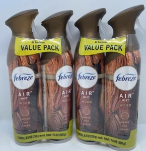 FEBREZE AIR FRESHENER SPRAY WOOD AMBER OUD CEDAR 2 VALUE PACKS TOTAL OF 4 SPRAYS - Picture 1 of 6