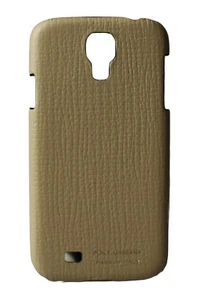 NEW $240 DOLCE & GABBANA Phone Fitted Case Cover Beige Leather Gold Logo S4 - Photo 1 sur 4