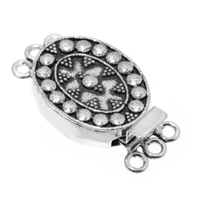 2 Pcs 32X18X6mm Bali Box Clasp 3 Strand Antique Silver Plated Jewelry vs-430 - Image 1 of 3